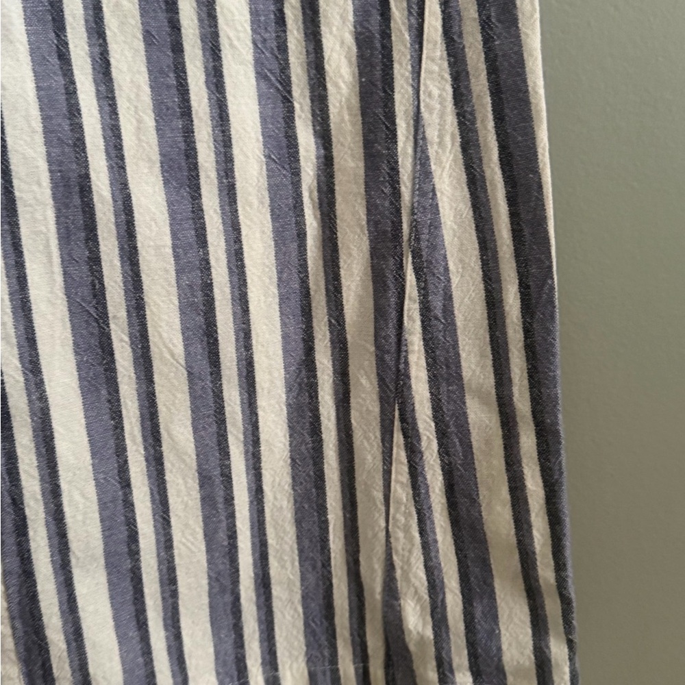 Roxy Oceanside Linen Blend Blue and White Striped Flared Leg medium pants NWT - Picture 6 of 12